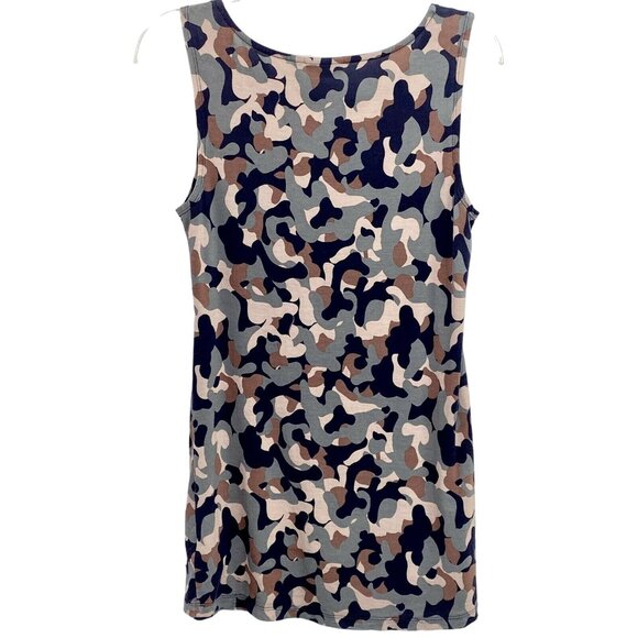 LOGO Lounge Rayon Blend Tank Top Sz S Knit Stretch Camouflage Grey Black - Picture 4 of 6